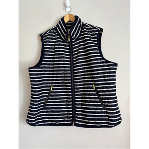 Old Navy Womens Vest XXL Navy White Striped Quilted